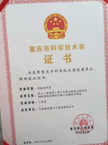 11、（重庆市科技前进奖三等奖证书）鼎山（粉房湾）长江大桥大跨径公轨两用钢桁梁斜拉桥设计施工要害手艺研究.jpg